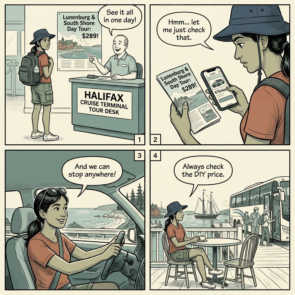 Lunenburg & South Shore Tour Bundle Reseller Markups — comic illustration