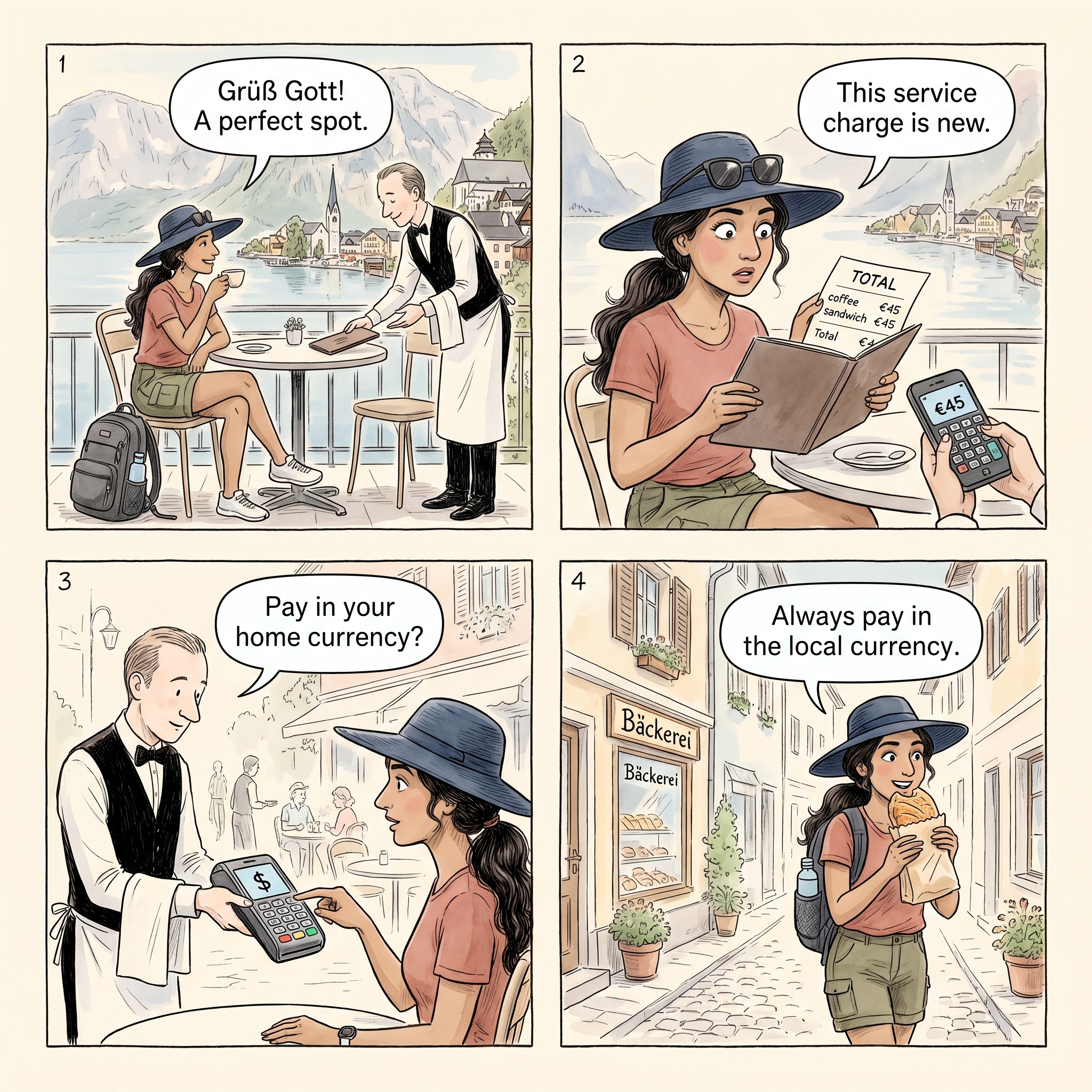 Lakeview Restaurant Bill And Card Tricks — comic illustration