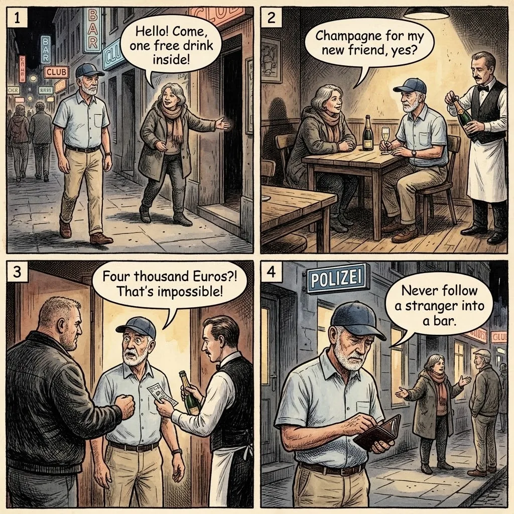 Reeperbahn Strip Club & 'Animierbar' Bill Shock — comic illustration