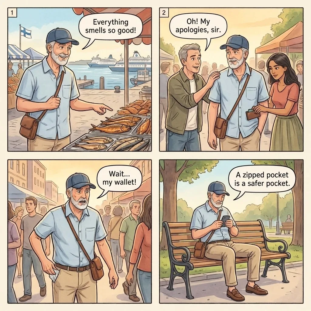 The Market Square Pickpocket Team — comic illustration