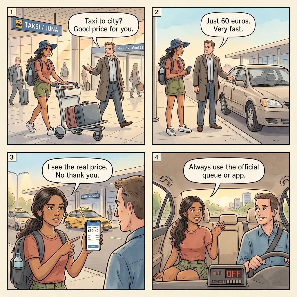 The Unlicensed Airport Taxi — comic illustration