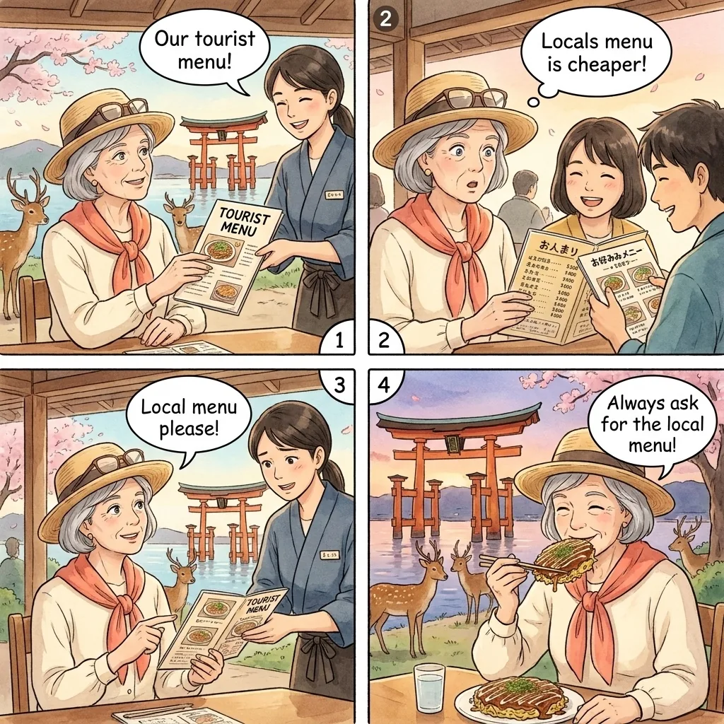 The Okonomiyaki Tourist Overcharge — comic illustration