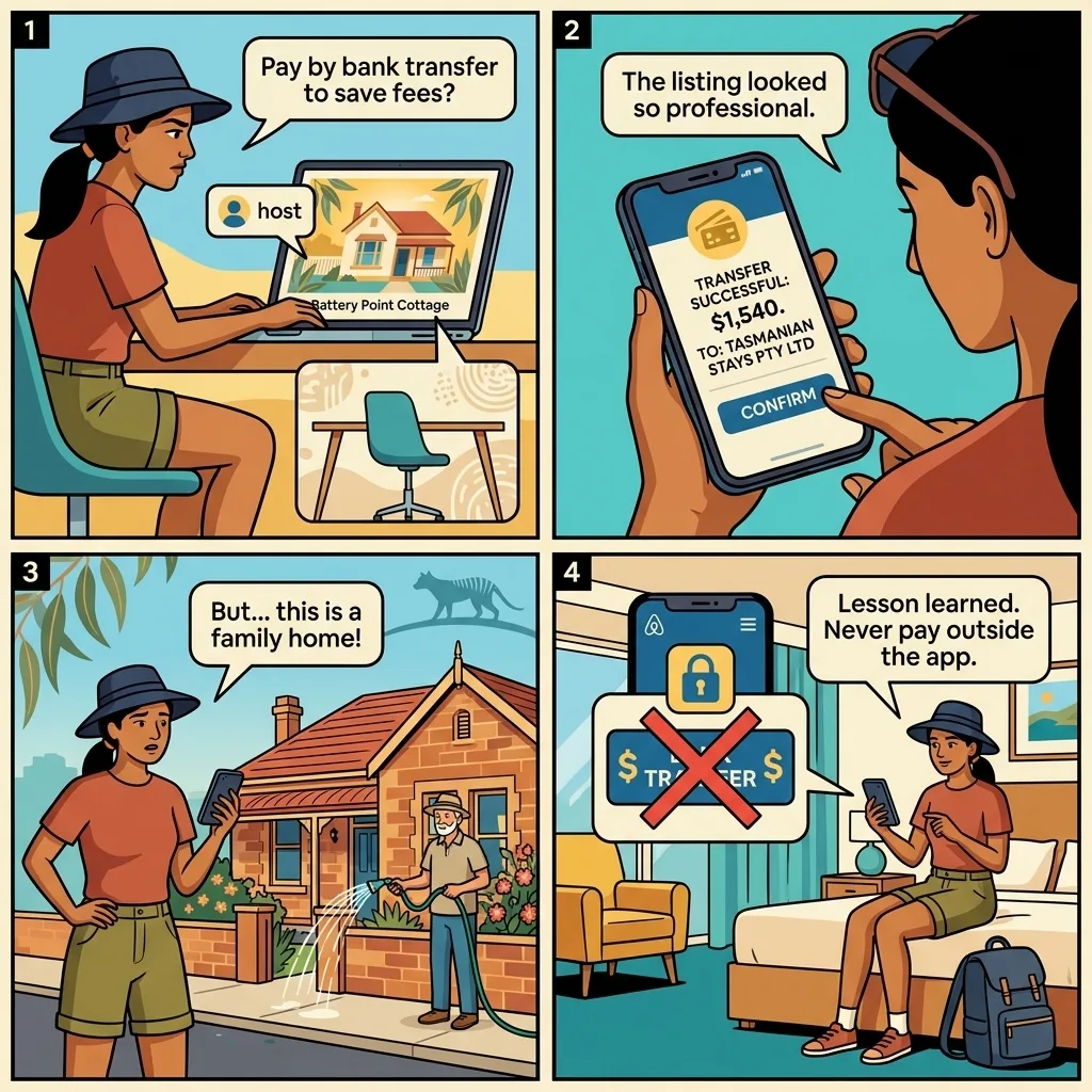 Hobart Fake Short-Stay Rental Listing — comic illustration