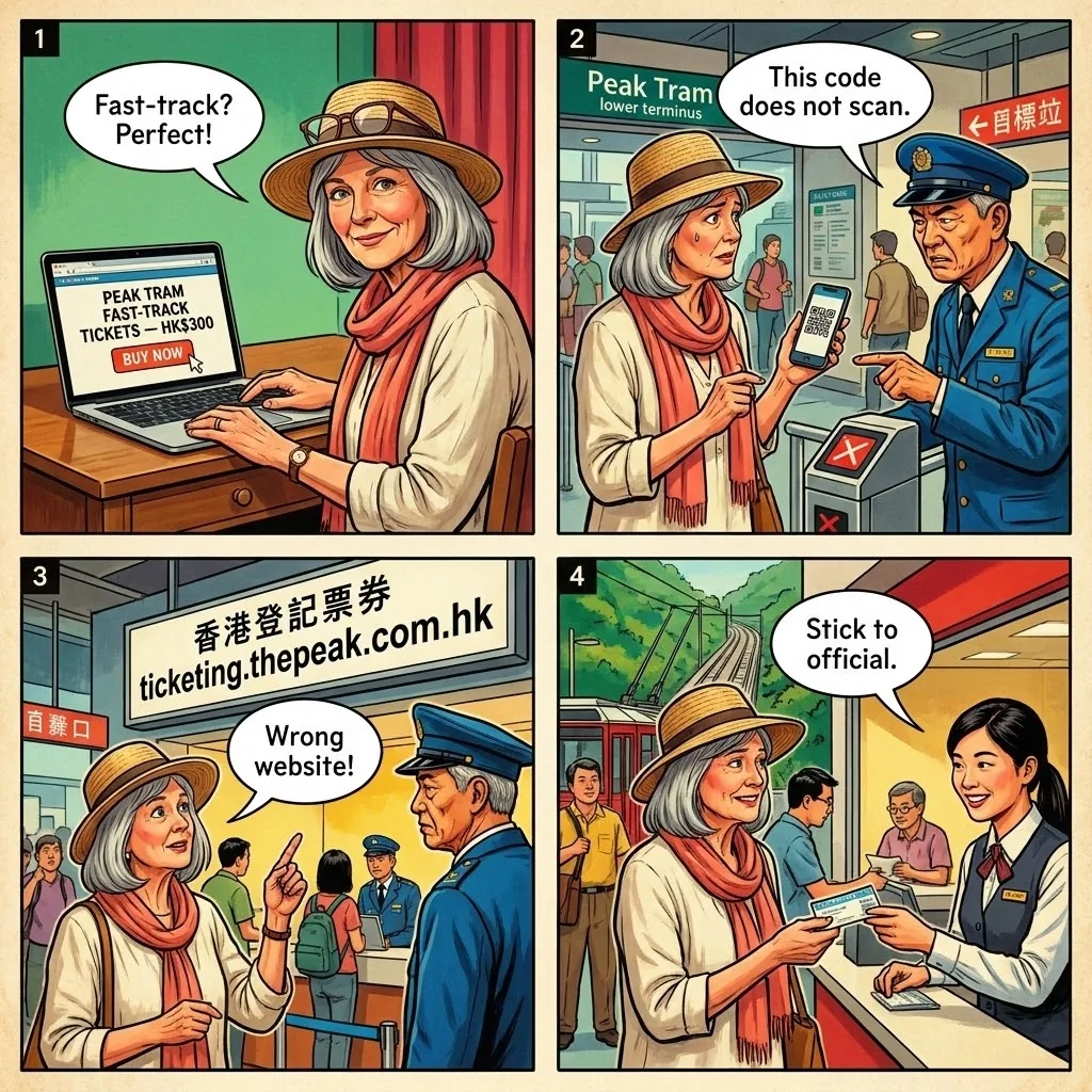Peak Tram Phishing Website — comic illustration