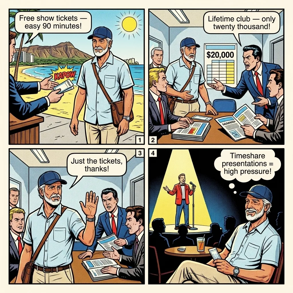 The Waikiki Timeshare Presentation Ambush — comic illustration