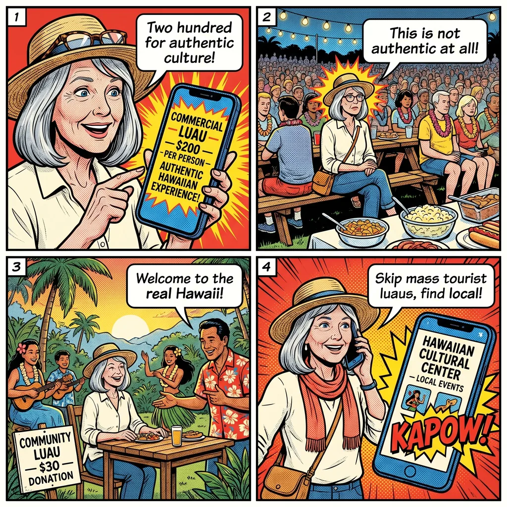 The Overpriced Tourist Luau Letdown — comic illustration