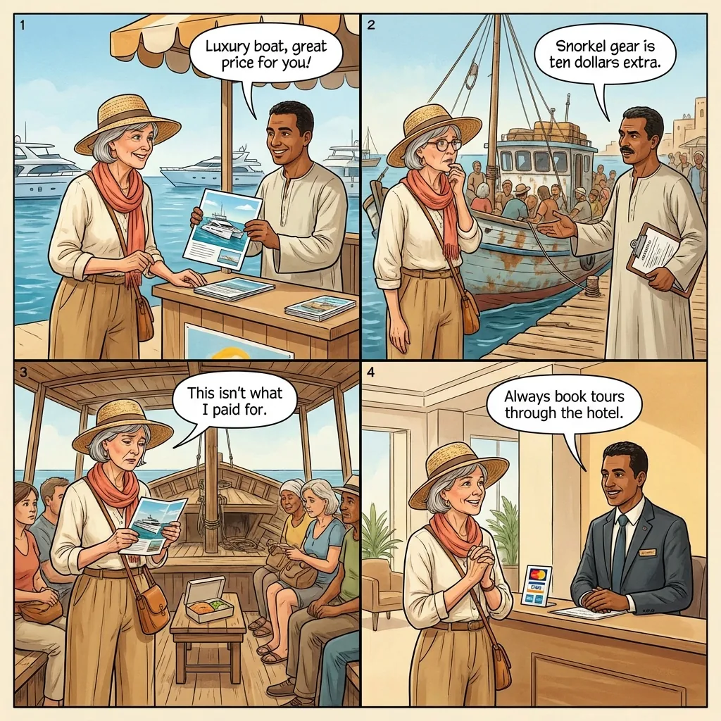 Snorkeling Boat Trip Bait and Switch — comic illustration