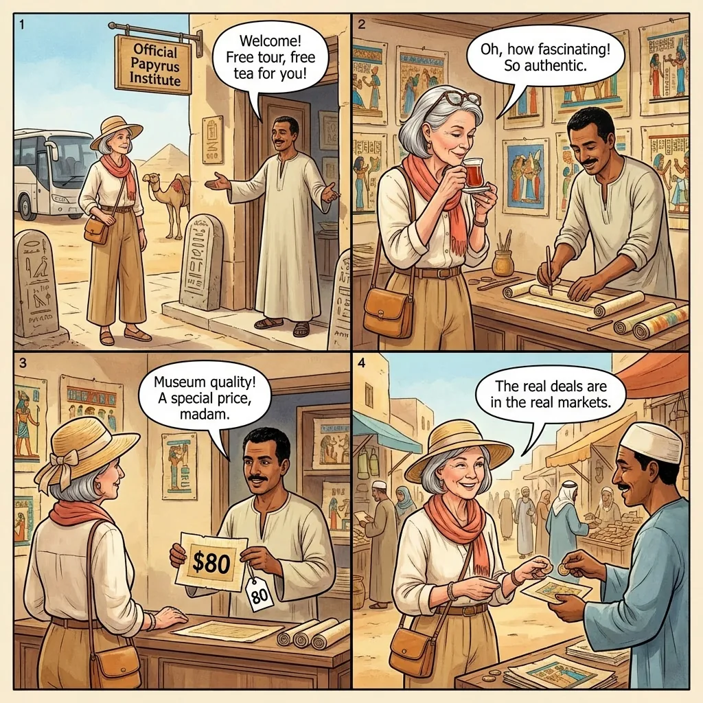 Perfume and Papyrus Factory Tour — comic illustration