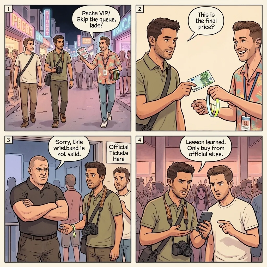 Nightclub 'Rep Ticket' & Promoter Commission Scam — comic illustration
