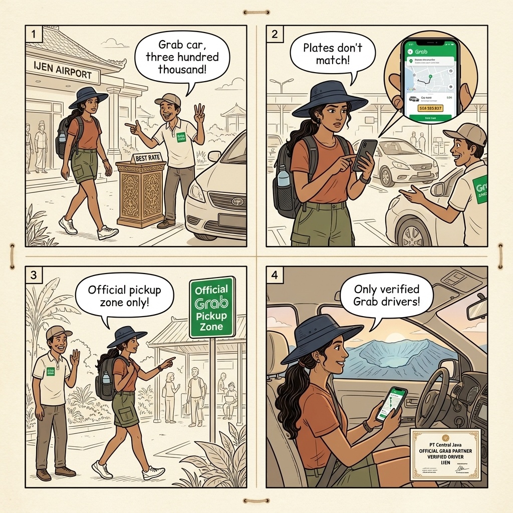 Banyuwangi Airport & Ferry Terminal Taxi Overcharge — comic illustration