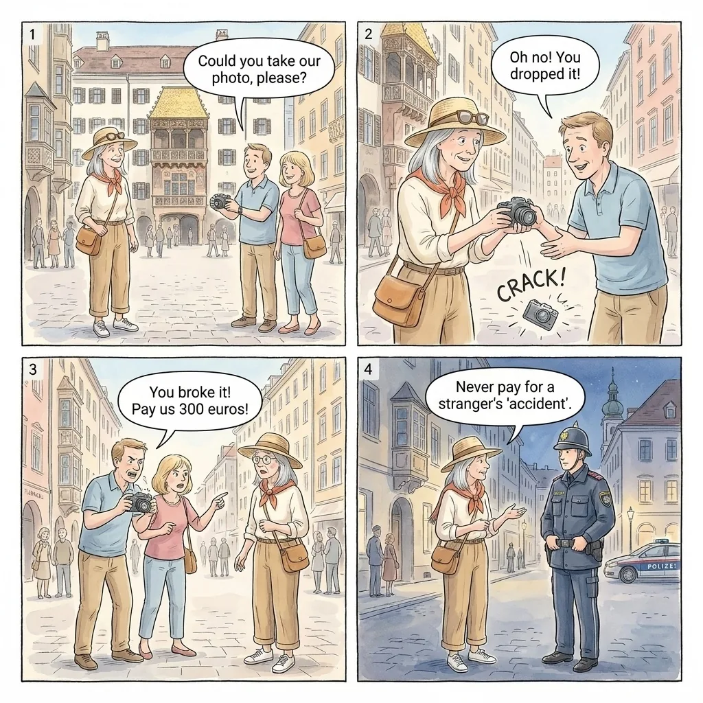 The Broken Camera Blame — comic illustration