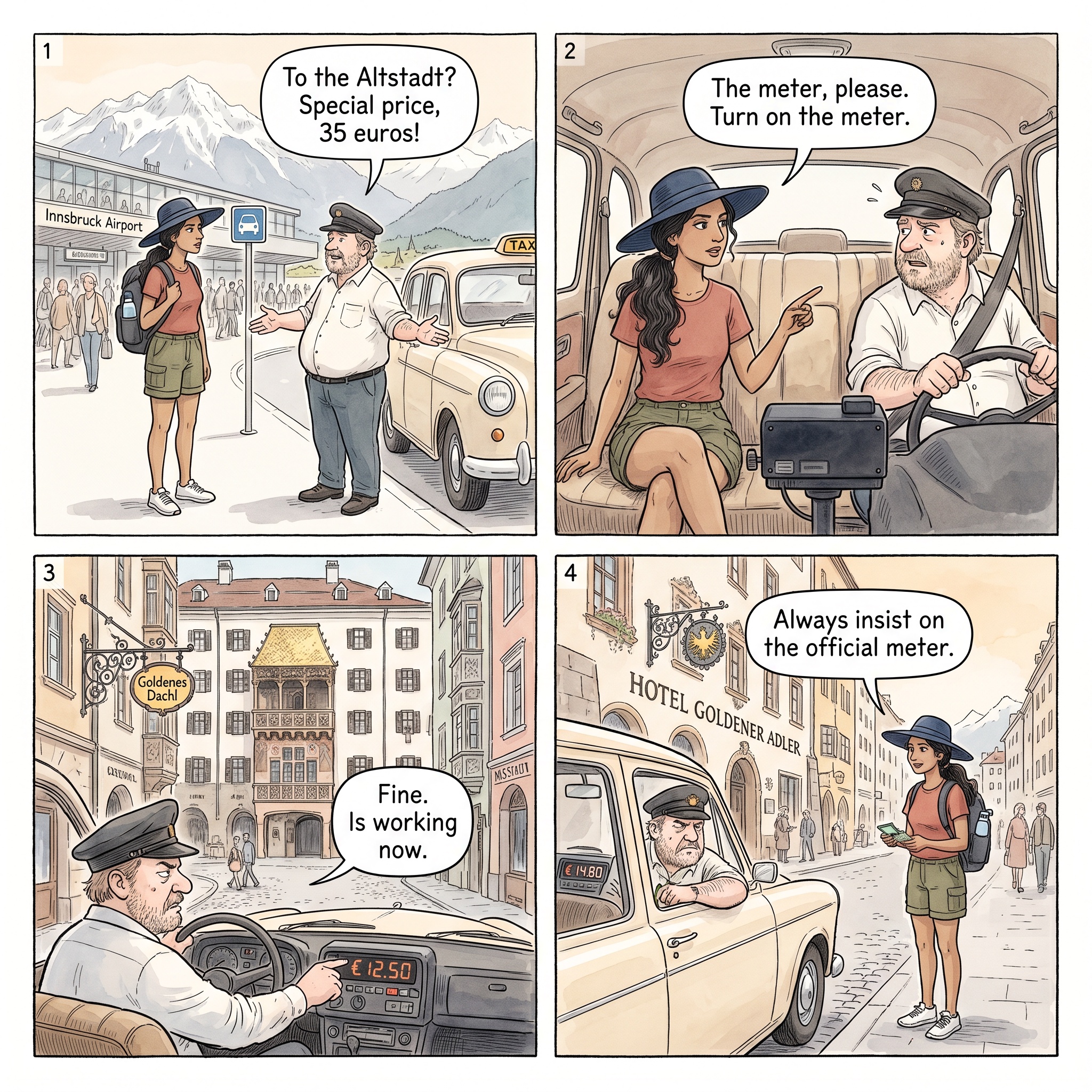 The Off-Meter Airport Taxi Fare — comic illustration