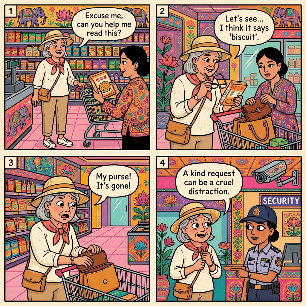 AEON Ipoh Station 18 Mall Distraction-Theft (PRC-Linked Ring) — comic illustration