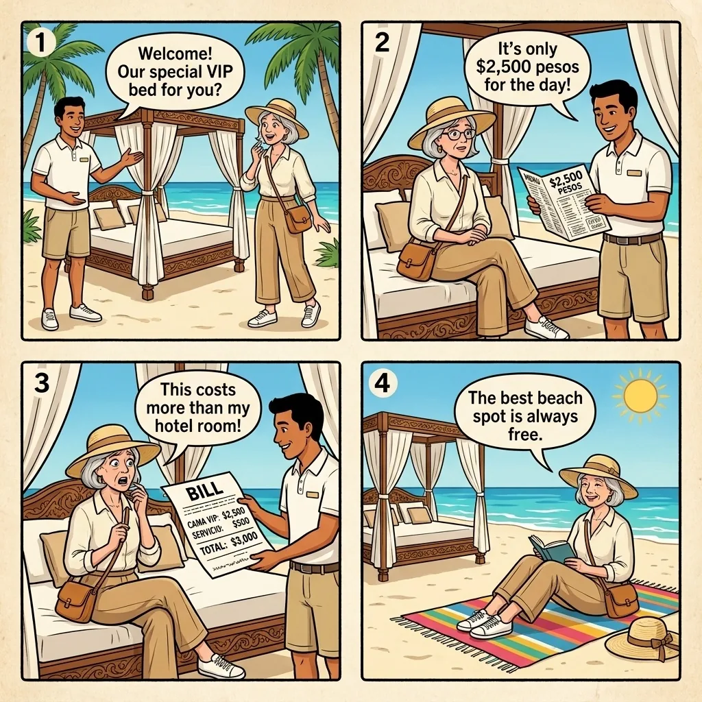 Playa Norte 'VIP Bed' Bottle Trap — comic illustration