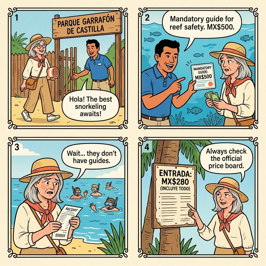 Garrafón 'Mandatory Guide' Fee Padding — comic illustration