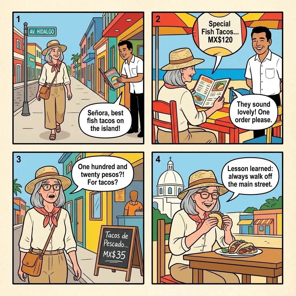 Avenida Hidalgo Tourist-Menu Trap — comic illustration