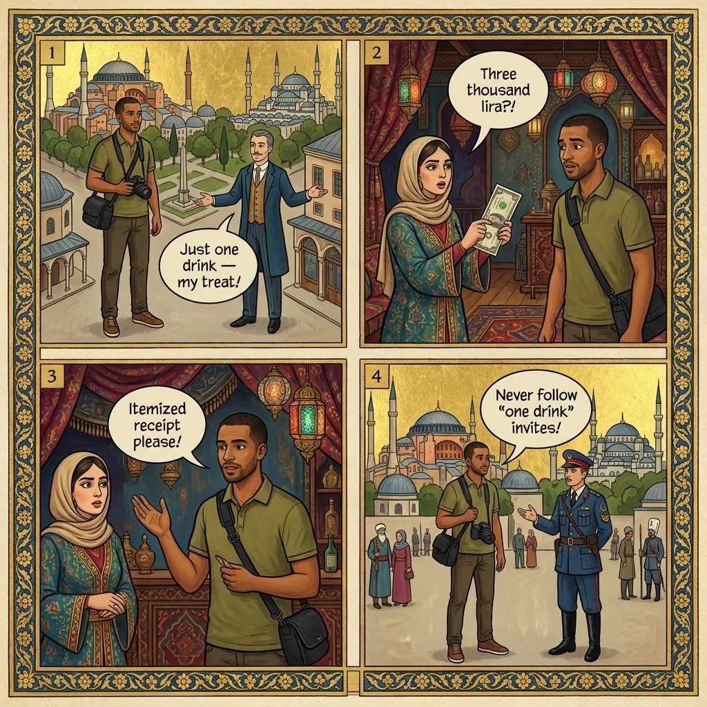 Let's Have a Drink Bar Bill Shock — comic illustration
