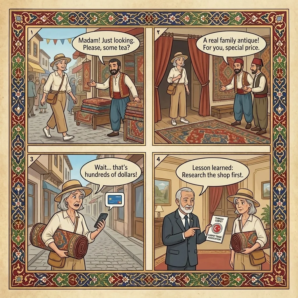 The Kemeraltı Carpet Pressure — comic illustration