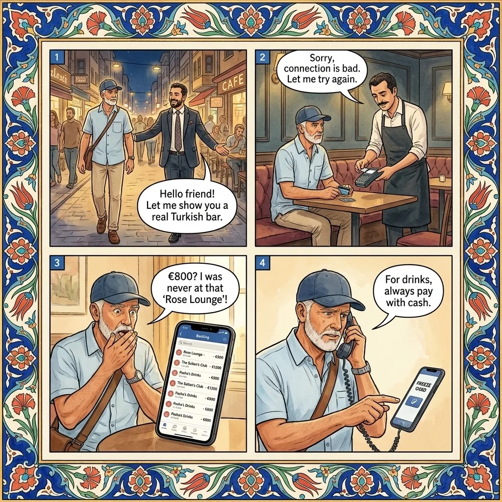 The Alsancak Bar Card-Skim — comic illustration
