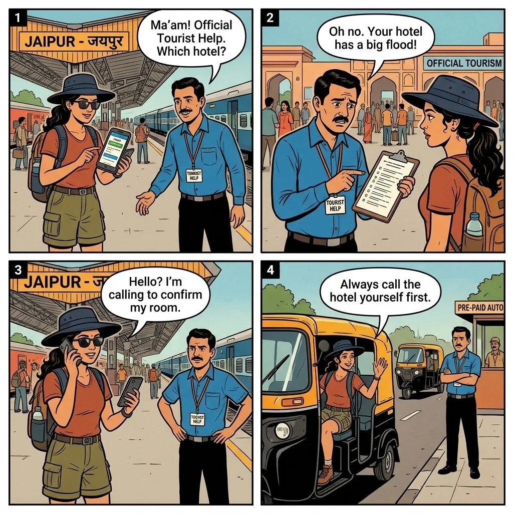 The Jaipur Station Hotel-Canceled Tout — comic illustration