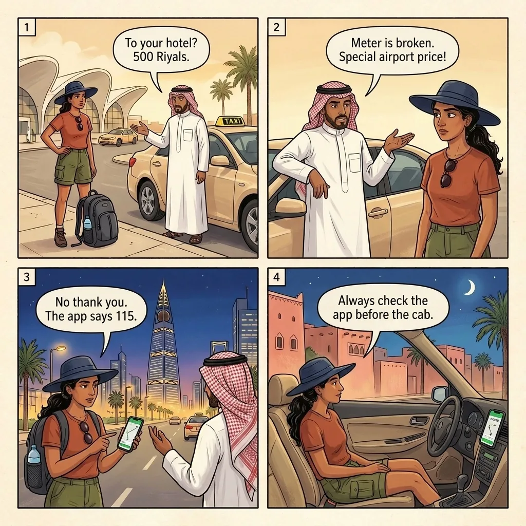 Airport Taxi Fare Inflation — comic illustration