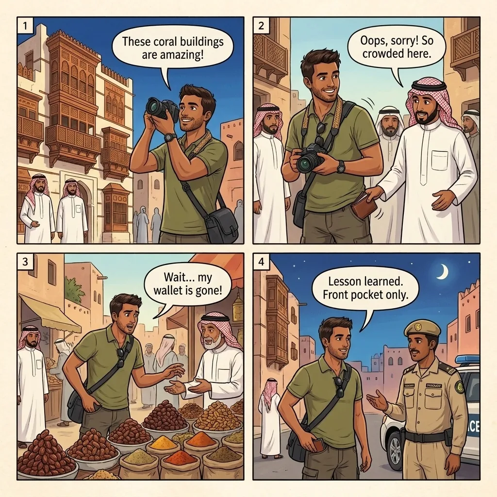 Al Balad Souq Pickpocketing — comic illustration