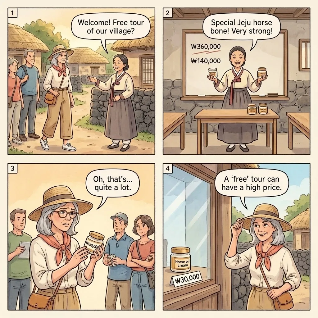 The Seongeup Folk Village Hard Sell — comic illustration