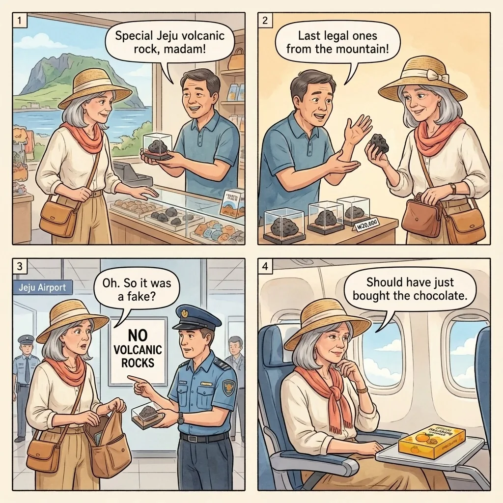 The Counterfeit Volcanic Rock Souvenir — comic illustration