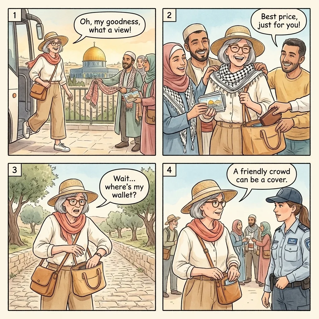The Mount of Olives Vendor-Crowd Pickpocket — comic illustration