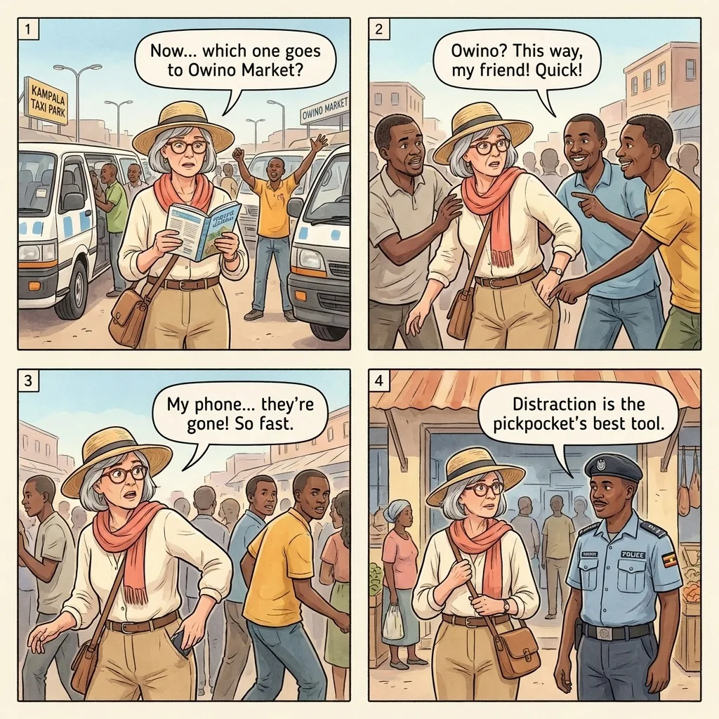 The Old Taxi Park Pickpocket Ring — comic illustration