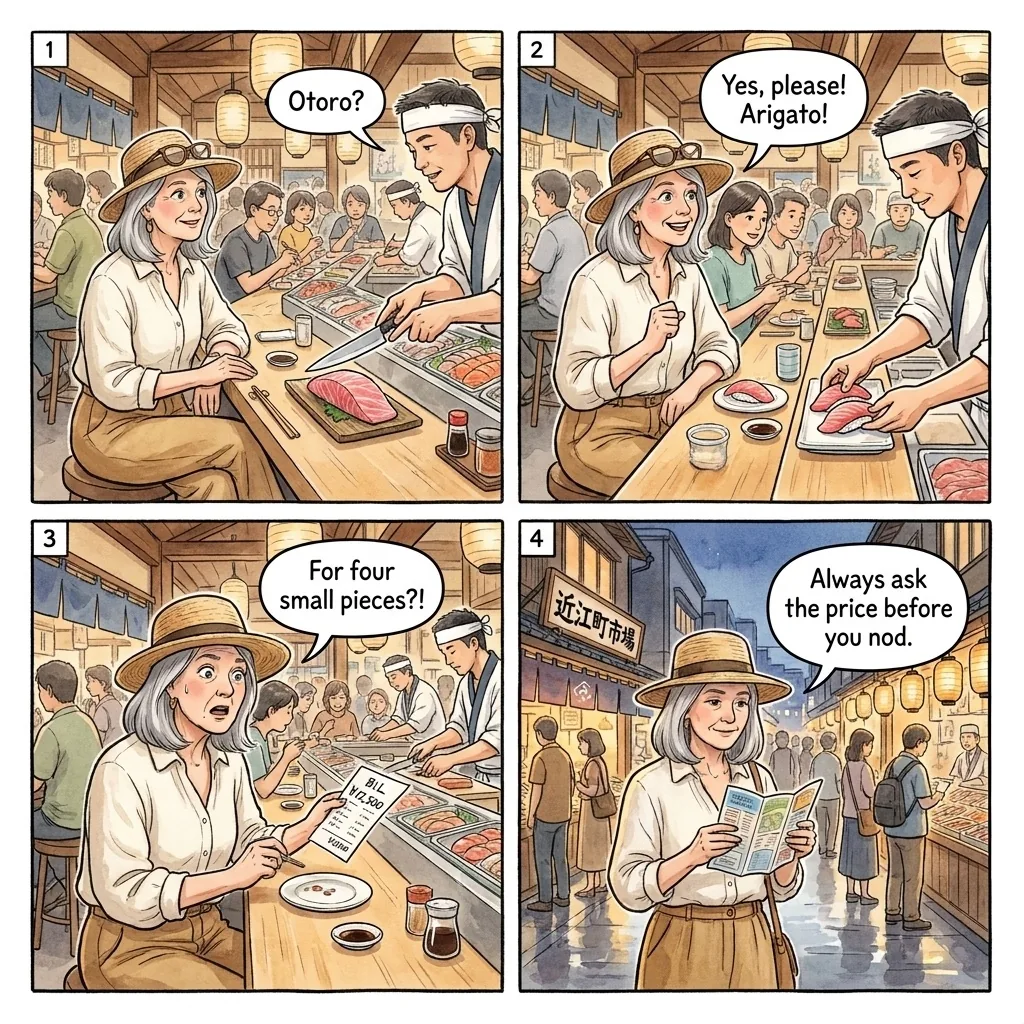 Omicho Market Premium Tuna Surcharge — comic illustration