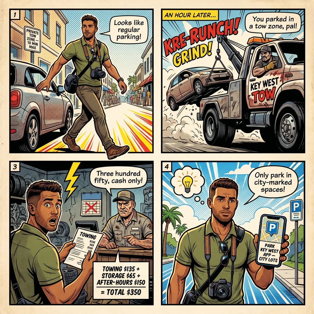 The Parking and Towing Trap — comic illustration