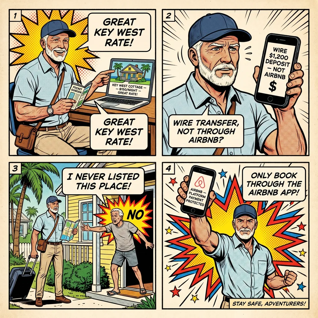 The Vacation Rental Listing Fraud — comic illustration