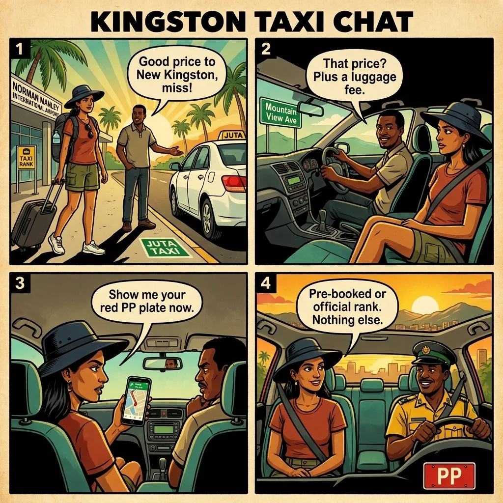 The Norman Manley Unlicensed Taxi Hustle — comic illustration