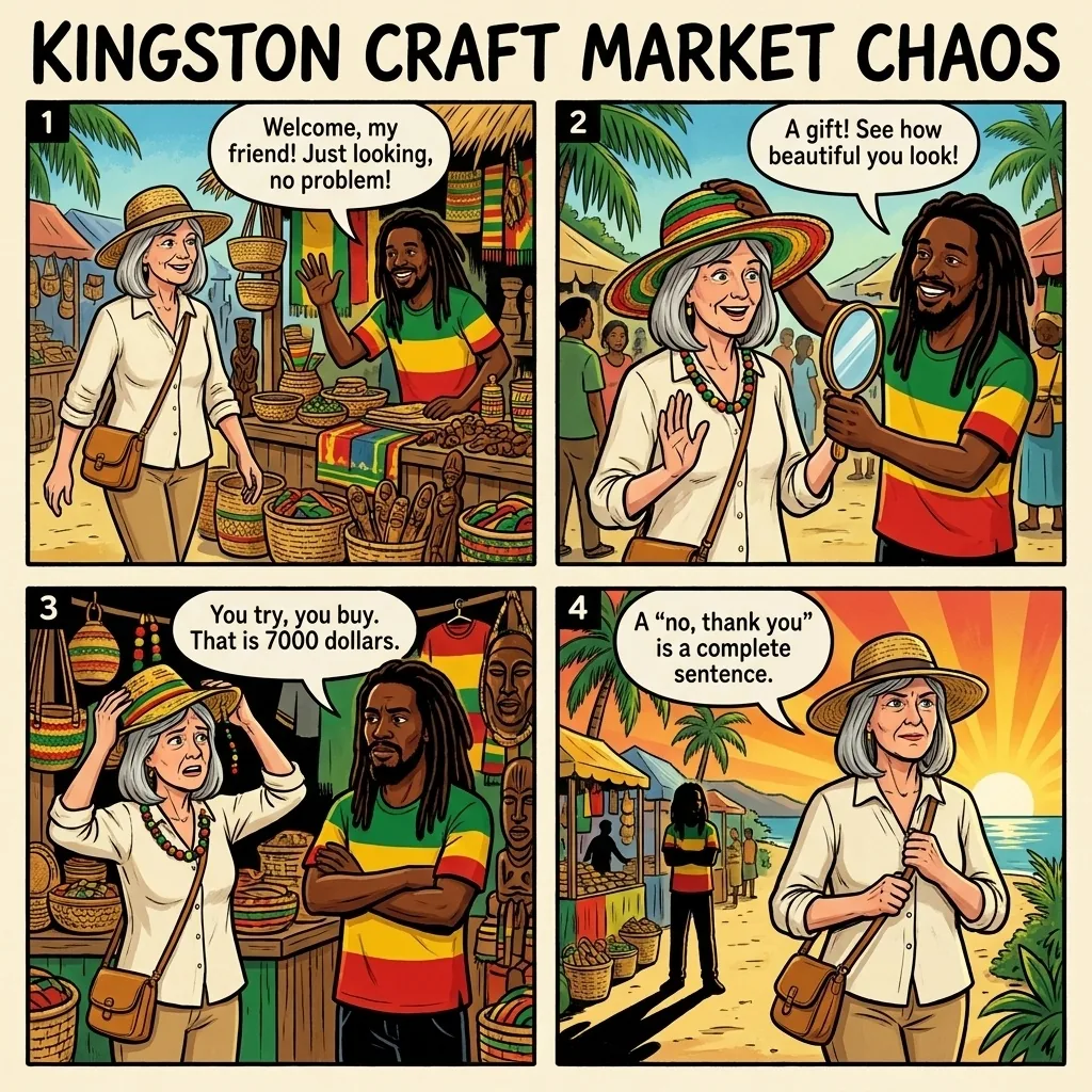 The Kingston Craft Market Hand-Off Sale — comic illustration