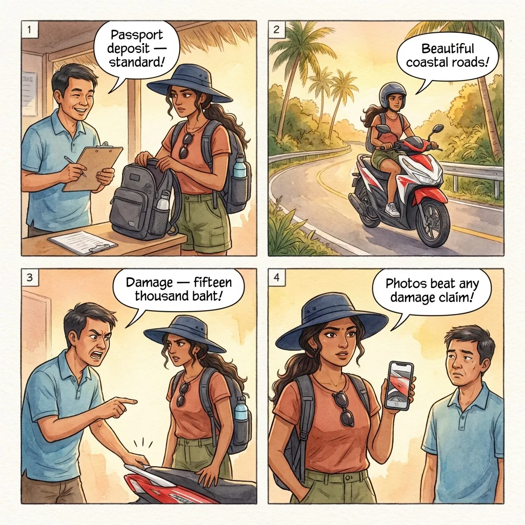 Haad Rin Scooter Passport-Hostage Damage — comic illustration