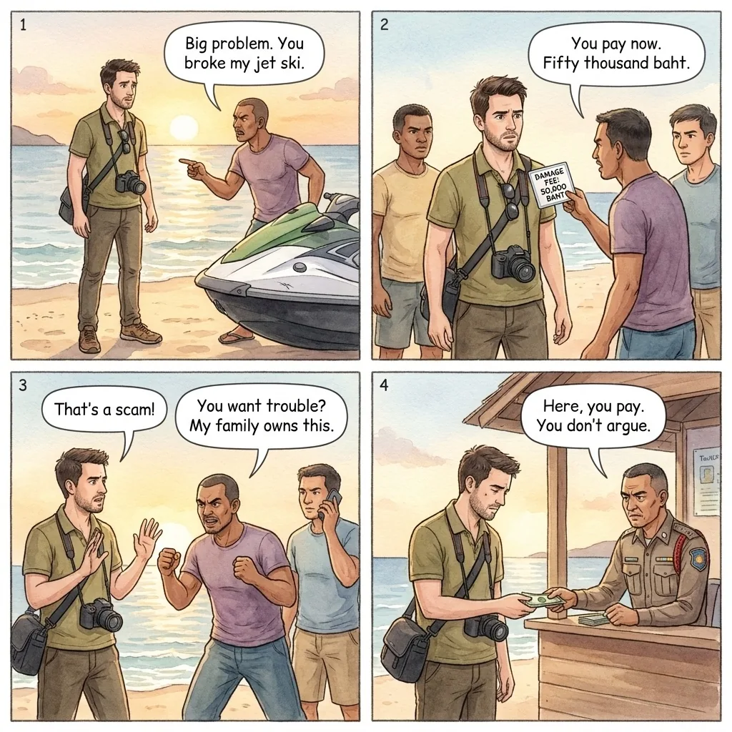 'Murder Island' Family-Mafia Extortion — comic illustration