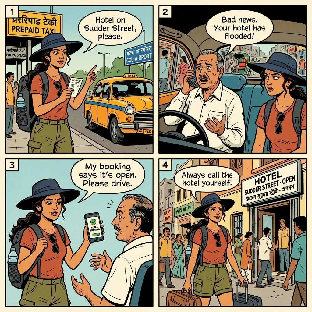The CCU Airport Prepaid-Taxi Hotel Diversion — comic illustration
