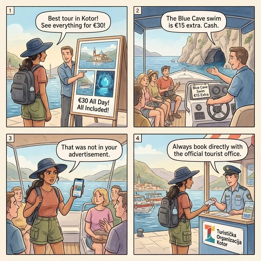 Boat Tour Bait-and-Switch — comic illustration
