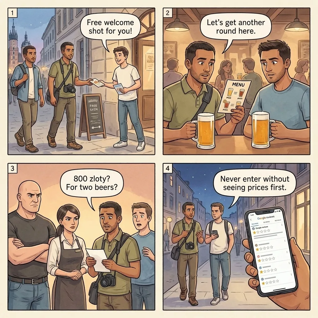 The 'Free Shot' Bar Lure — comic illustration