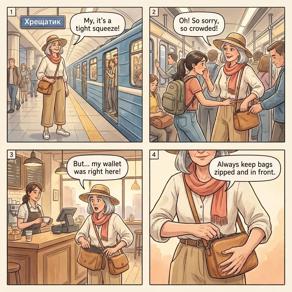 Metro Pickpocket Gang — comic illustration
