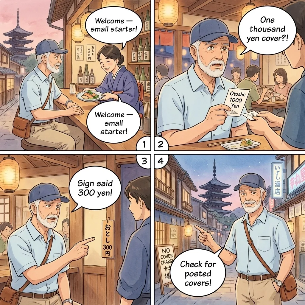 Hidden Cover Charge / Otoshi Shock — comic illustration