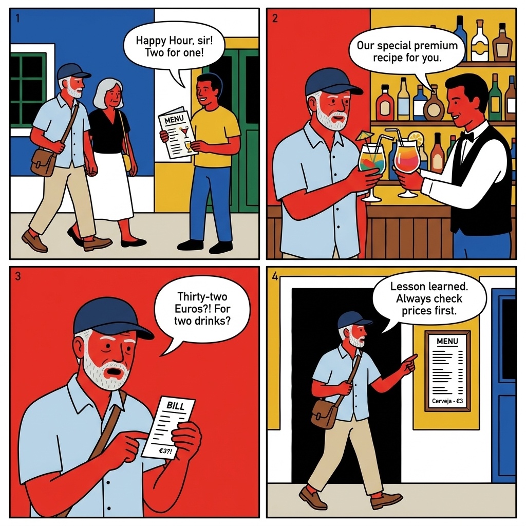 Lagos Bar-Strip Overcharge & Drink Tout Pressure — comic illustration