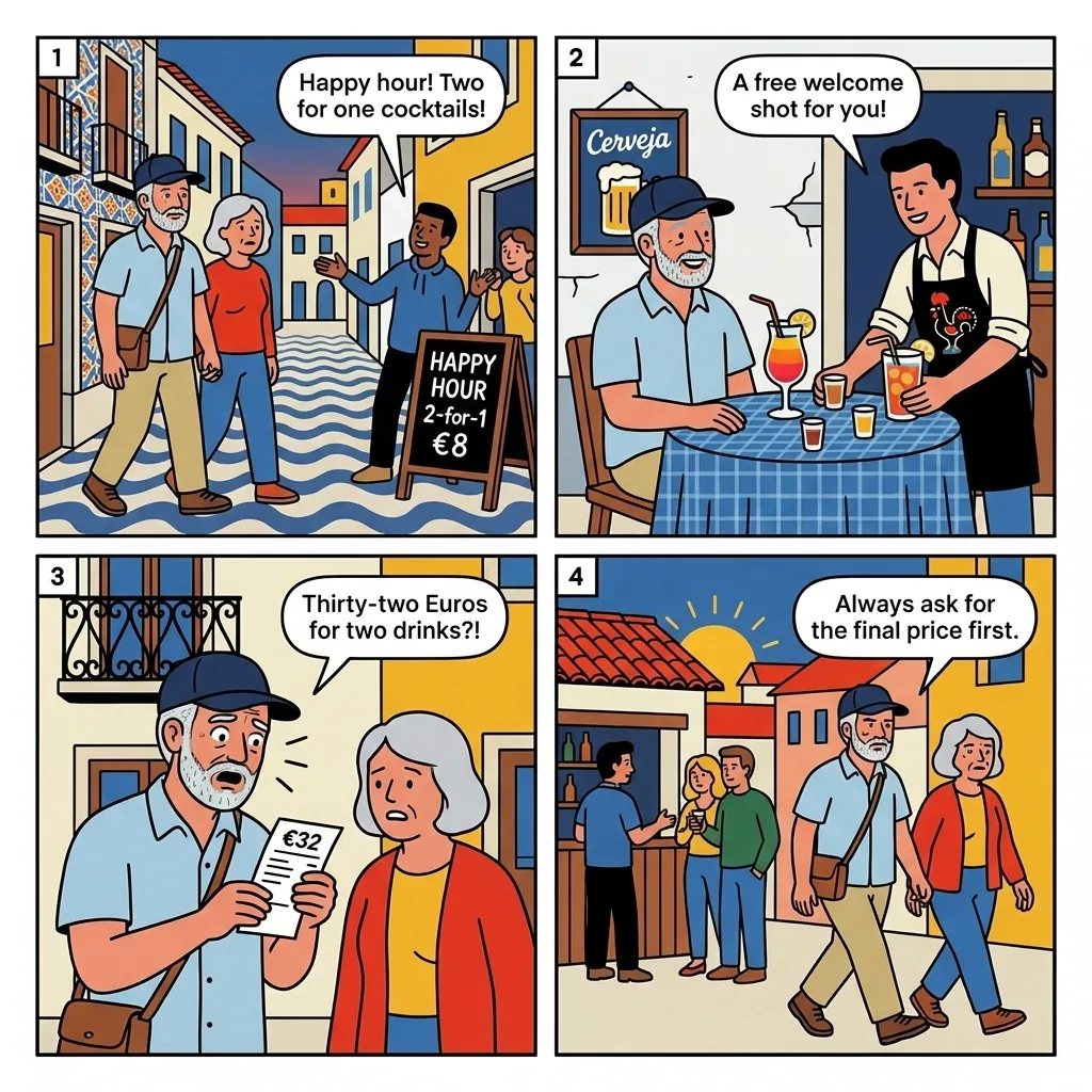 Lagos Bar-Strip Overcharge & Drink Tout Pressure — comic illustration