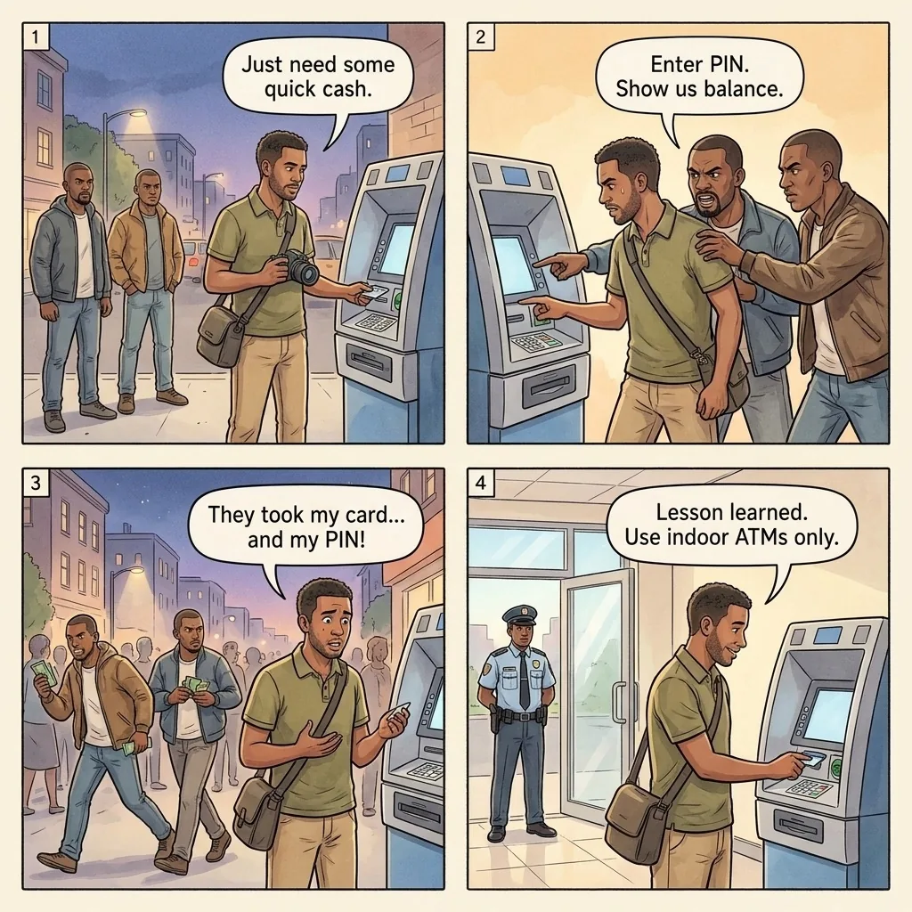 The Ikeja ATM Forced-Withdrawal Setup — comic illustration