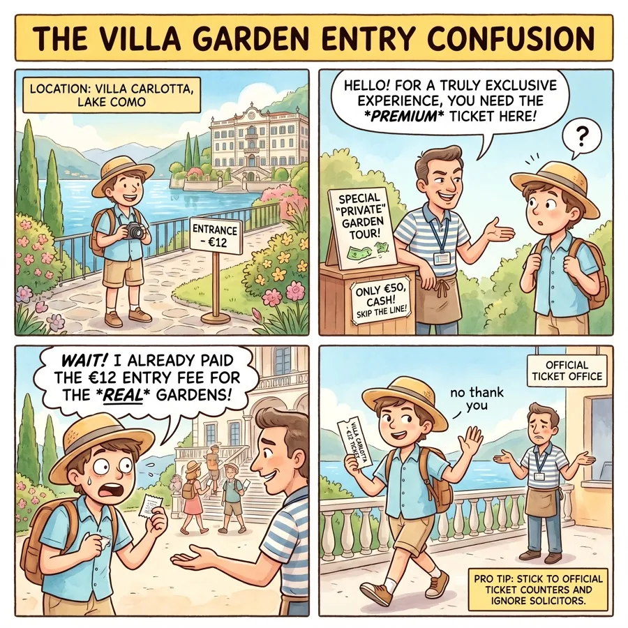 Varenna–Bellagio Water-Taxi Overcharge — comic illustration