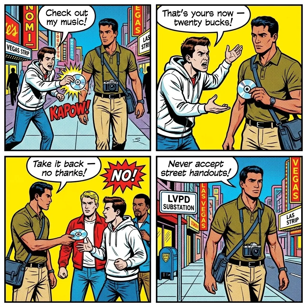 Free CD / Mixtape Hustle — comic illustration
