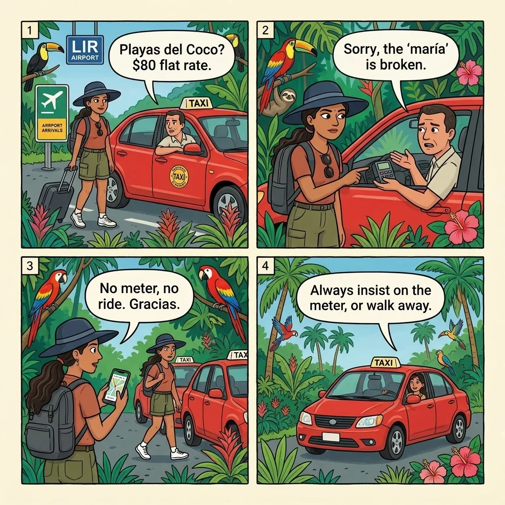 LIR Airport Taxi 'Broken Meter' Overcharge — comic illustration