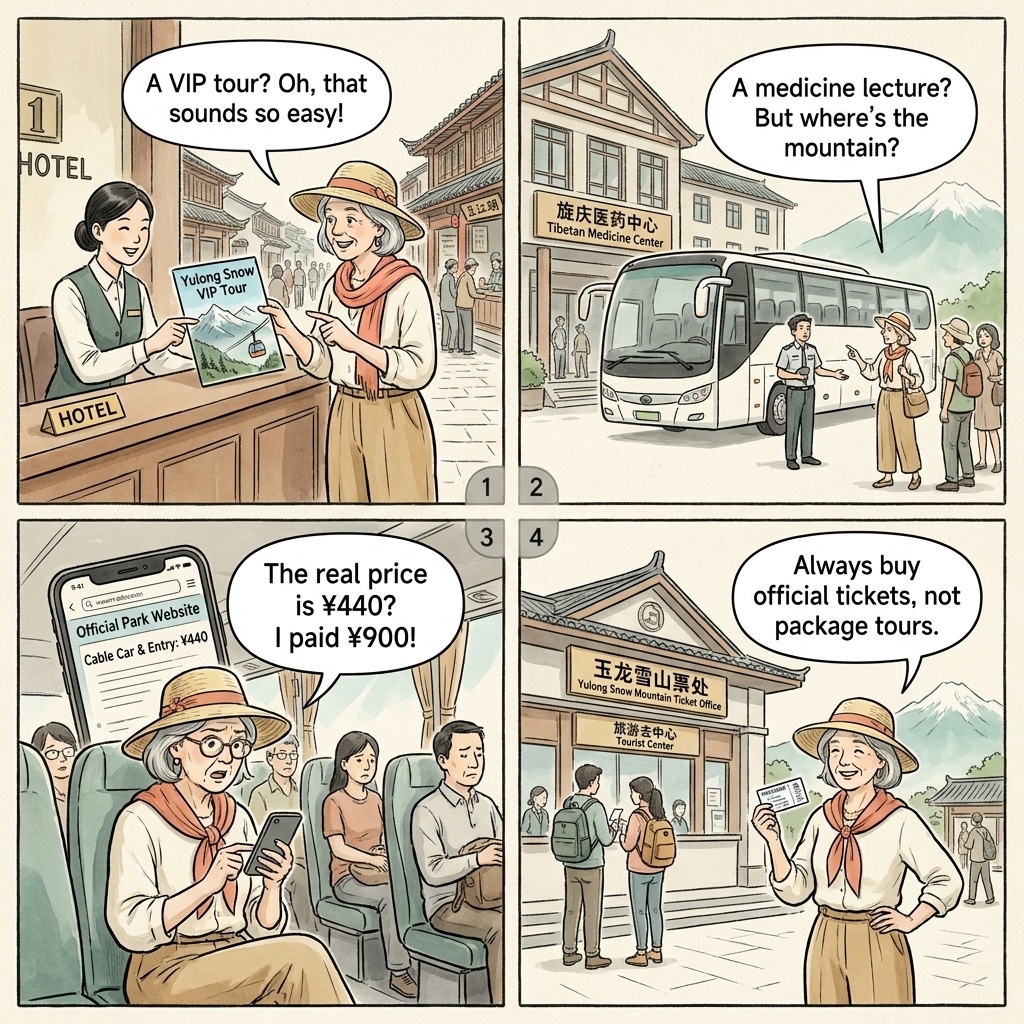 Yulong Snow Mountain & Tiger Leaping Gorge Tour Packages — comic illustration