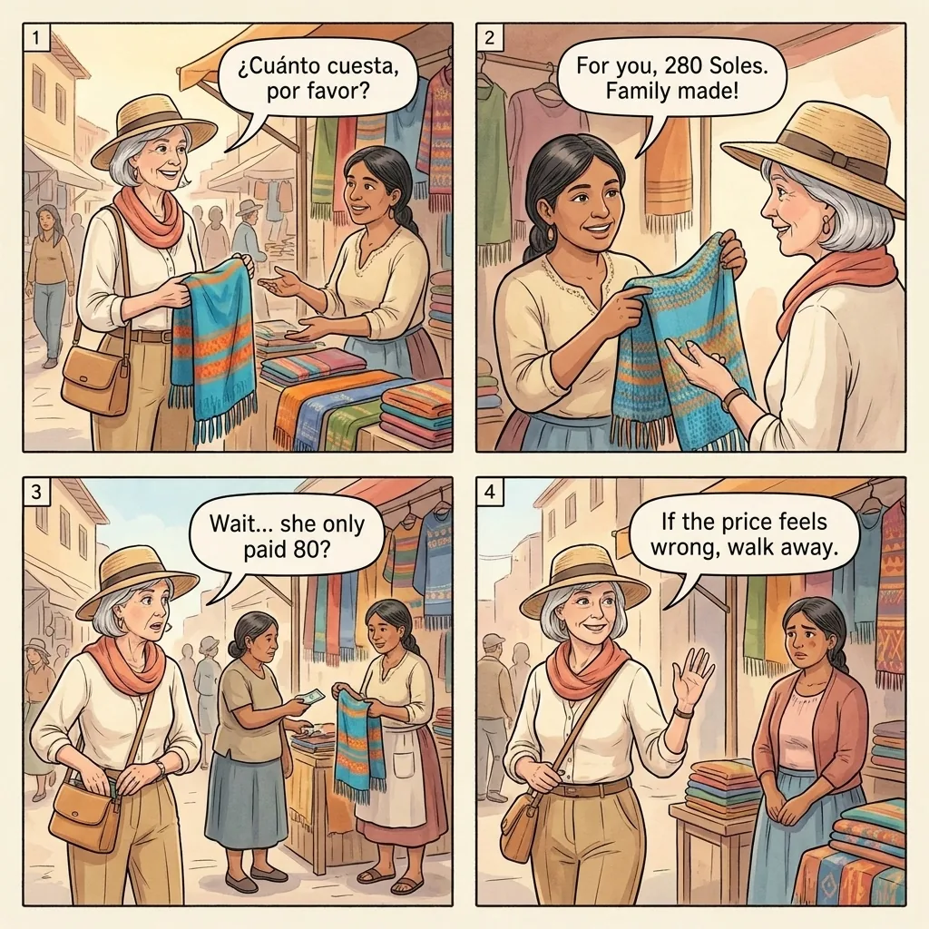The Lima 'Gringo Price' Market Stall Reveal — comic illustration